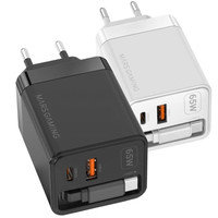 CARGADOR USB PARED USB-C + USB-A GaN 65W NEGRO MARS GAMING