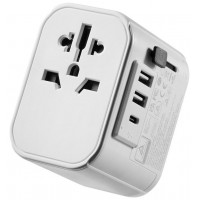 ADAPTADOR DE VIAJE EWENT 2 PUERTOS USB Y TIPO-C USA/UK/AUS/CHINA