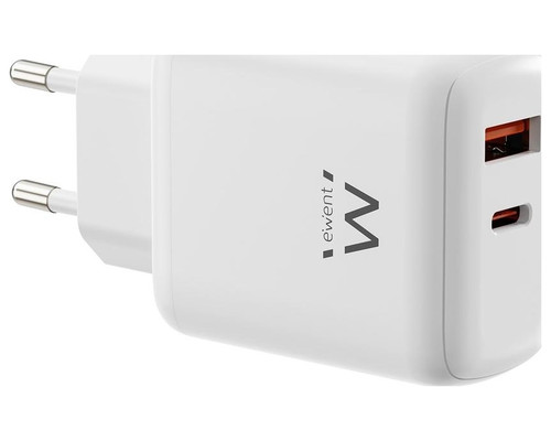 CARGADOR MOVIL EWENT EW1329 GAN RAPIDO 45W USB-C PD USB-A QC COMPACTO