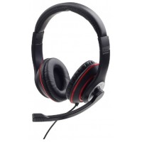 AURICULARES ESTEREO GEMBIRD COLOR NEGRO CON ARO ROJO