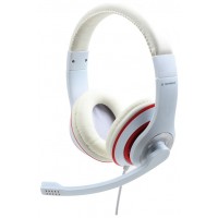 AURICULARES ESTEREO GEMBIRD  COLOR BLANCO CON ARO ROJO