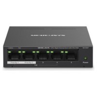 SWITCH NO GESTIONABLE MERCUSYS MS105GP 5P 10/100/1000 DE ESTOS 4P POE+ 65W ETHERNET MINI·