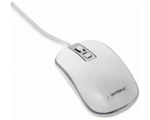 RATON GEMBIRD WIRED OPTICAL MOUSE USB WHITE SILVER