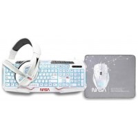 Kit GAMIN 4 en 1 TECLADO + RATON + AURICULARES + ALFOMBRILLA de NASA ANDROMEDA