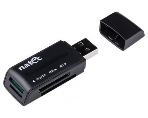 LECTOR DE TARJETAS NATEC MINI ANT 3 SDHC MMC M2 MICROSD USB 2.0 NEGRO