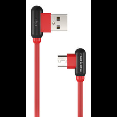 CABLE NATEC USB-C MACHO A USB-A 2.0 MACHO 1M CONECTORES EN ANGULO ROJO EN CAJA