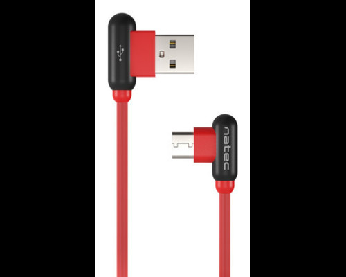 CABLE NATEC USB-C MACHO A USB-A 2.0 MACHO 1M CONECTORES EN ANGULO ROJO EN CAJA