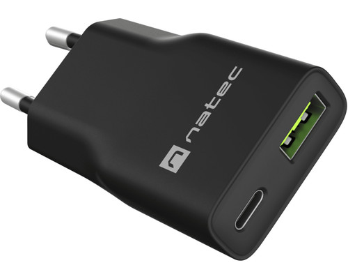 CARGADOR NATEC RIBERA SLIM 20W 1XUSB-A + 1xUSB-C PD3.0 QC3.0 PROTECCION OVP,OCP,SCP Y OTP NEGRO-DI3 CARGADOR NATEC RIBERA SLIM 20W 1XUSB-A + 1xUSB-C PD3.0 QC3.0 PROTECCION OVP,OCP,SCP Y OTP NEGRO