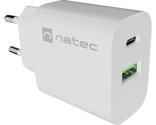 CARGADOR NATEC RIBERA 20W 1XUSB-A QC3.0 + 1XUSB-C PD3.0 BLANCO