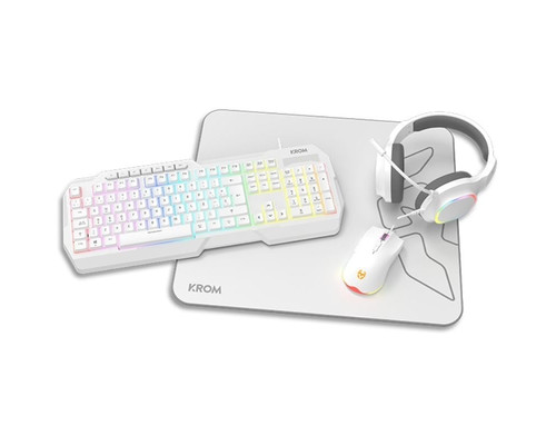 KROM KENTA PC Combo Gaming 4 en 1 RGB Blanco-IA10 KROM KENTA PC Combo Gaming 4 en 1 RGB Blanco