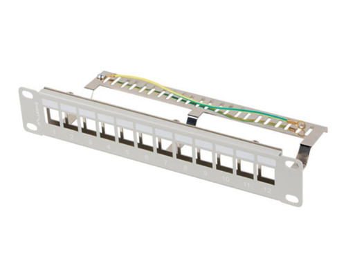 PATCH PANEL LANBERG 12 PUERTOS 1U RACK 10" FTP PARA MODULOS KEYSTONE GRIS