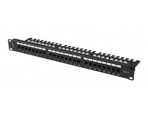 PATCH PANEL LANBERG 24 PUERTOS 1U 19" CAT.6 UTP CON ORGANIZADOR CABLES NEGRO