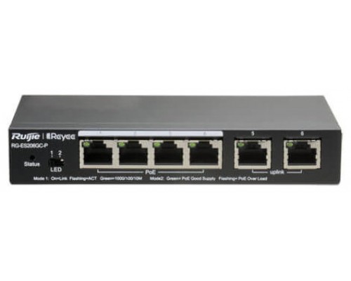 SWITCH RUIJIE REYEE RG-ES206GC-P GIGALAN 6p CLOUD POE