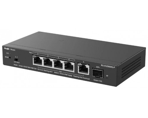 Reyee ES206MG-P Switch 4xmGb PoE 1xSFP+ 70W-IA22 Reyee ES206MG-P Switch 4xmGb PoE 1xSFP+ 70W