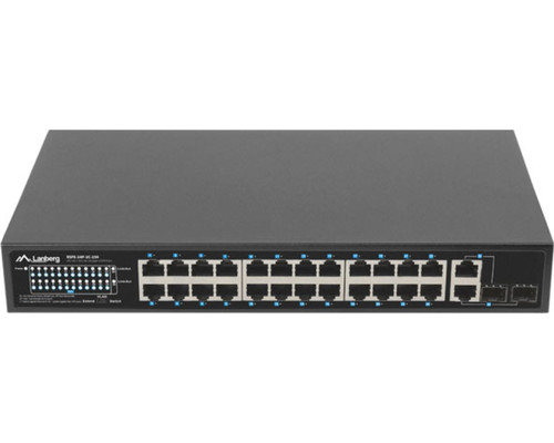 SWITCH LANBERG 24 PTOS 100MB POE+/2X COMBO GIGABIT ETHERNET 250W RACK 19"