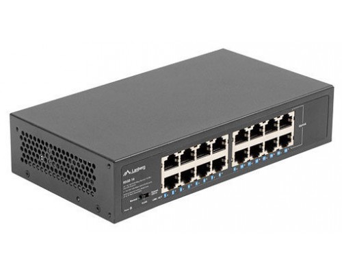 SWITCH LANBERG 16 PUERTOS GIGABIT ETHERNET RACK 10"/19"