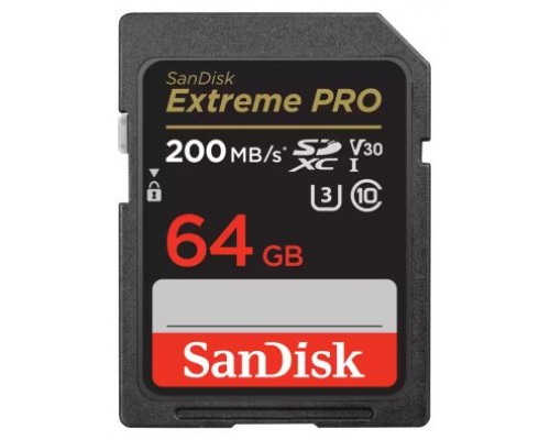 MEMORIA SD 64GB SANDISK EXTREME PRO SDXC 200MB/s UHS-I C10CARD ·