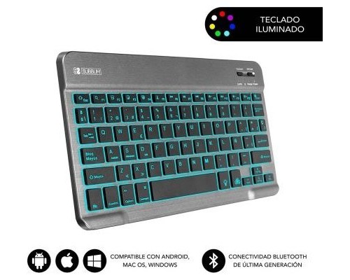 TECLADO WIRELESS SMART BACKLIT BLUETOOTH GRIS SUBBLIM