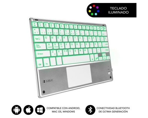 TECLADO TABLET SUBBLIM SMART BACKLIT BT KEYBOARD TOUCHPAD SILVER