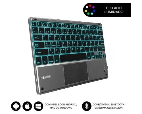 TECLADO WIRELESS SMART BACKLIT TOUCHPAD BLUETOOTH GRIS SUBBLIM