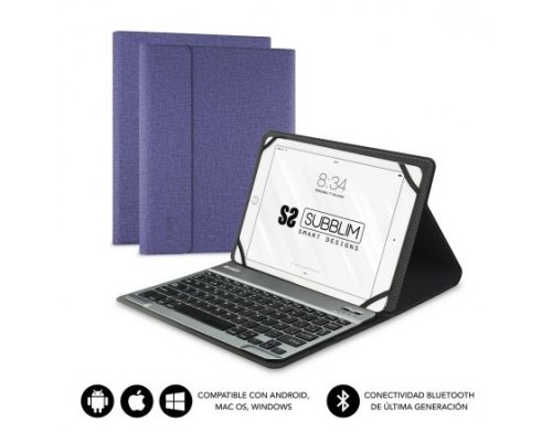 FUNDA + TECLADO TABLET KEYTAB PRO BLUETOOTH 10.1"" MORADO SUBBLIM