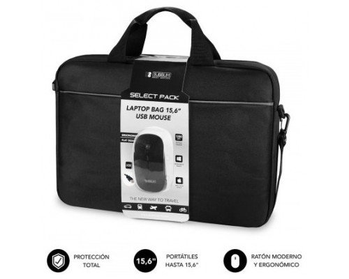 PACK MALETIN RATON SUBBLIM LAPTOP BAG 15,6"+ MOUSE USB