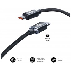 CABLE OPTIMUS 60W USB-C/USB-C 1 M NEGRO SUBBLIM