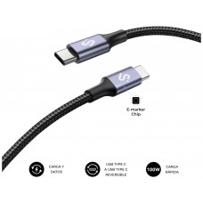CABLE PLUS 100W USB-C/USB-C 1 M NEGRO SUBBLIM