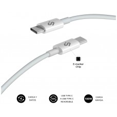CABLE PLUS 100W USB-C/USB-C 1 M BLANCO SUBBLIM