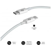 CABLE PLUS 100W USB-C/USB-C 2 M BLANCO SUBBLIM