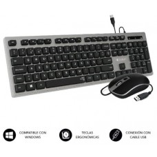 COMBO TECLADO RATON SUBBLIM WIRED ERGO KEYS SILENT FLAT HQ GREY