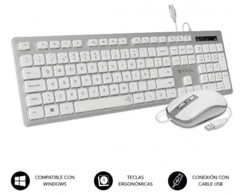 COMBO TECLADO RATON SUBBLIM WIRED ERGO KEYS SILENT FLAT HQ SILVER