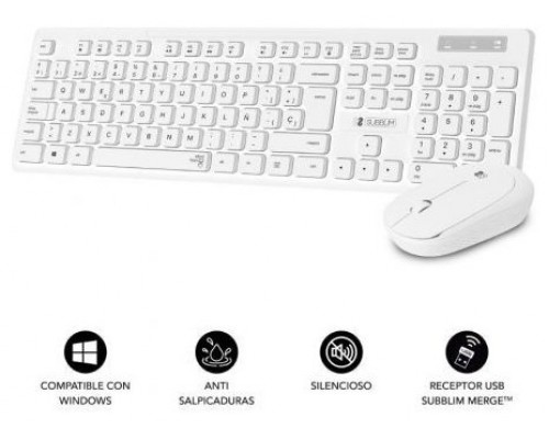 TECLADO + RATON BUSINESS SLIM SILENCIOSO WIRELESS BLANCO SUBBLIM