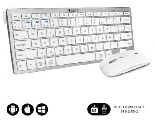 COMBO TECLADO RATON SUBBLIM MULTIDISPOSITIVO COMPACTO PLATEADO/BLANCO BLUETOOTH