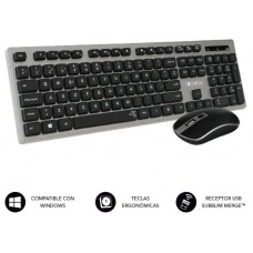 TECLADO + RATON WIRELESS ERGO KEYS SILENT FLAT GRIS SUBBLIM