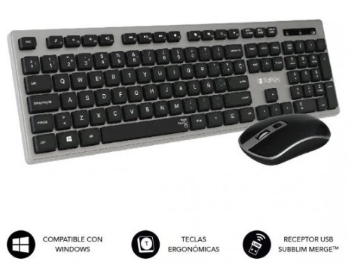 TECLADO + RATON WIRELESS ERGO KEYS SILENT FLAT GRIS SUBBLIM