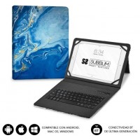 FUNDA + TECLADO TABLET KEYTAB PRO BT MARMOL AZUL SUBBLIM