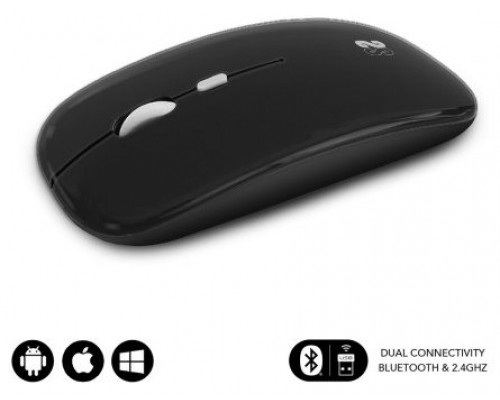 RATON SUBBLIM DUAL FLAT MOUSE BLACK RECHARGEABLE