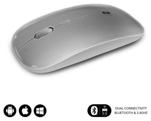 RATON SUBBLIM DUAL FLAT MOUSE SILVER RECHARGEABLE