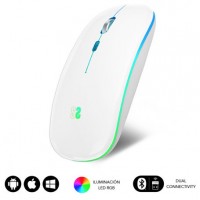 RATON SUBBLIM LED DUAL FLAT MOUSE WHITE