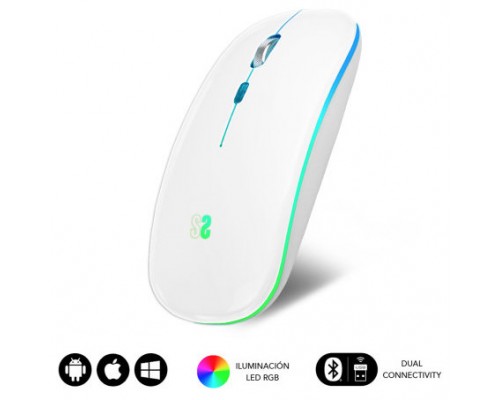 RATON SUBBLIM LED DUAL FLAT MOUSE WHITE