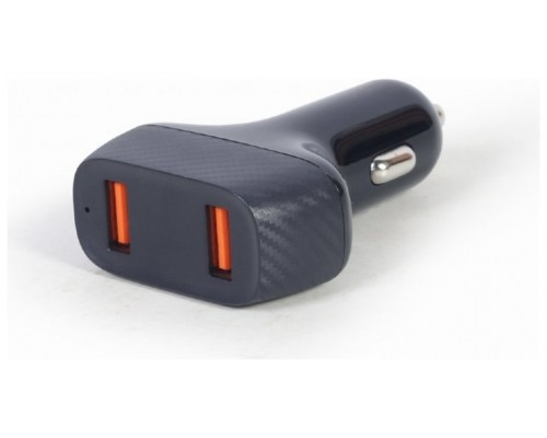 CARGADOR RÃ?PIDO DE COCHE USB GEMBIRD DE 2 PUERTOS, QC3.0, 36 W, NEGRO