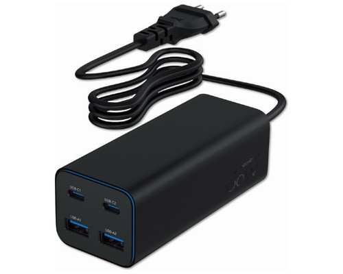 CARGADOR RAPIDO GEMBIRD USB POWERDELIVERY GAN DE 4 PUERTOS 100 W NEGRO