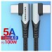 CABLE USB-C/M A USB-C/M ANGULO RECTO 0.50 M 100W GRIS VENTION