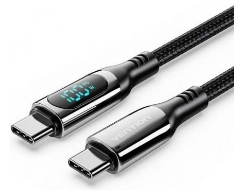 CABLE 2.0 USB-C M/M PANTALLA LED 1.2 M NEGRO VENTION