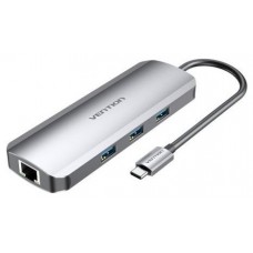 DOCKING STATION 9 PUERTOS USB-C HDMI/3xUSB-A/USB-C PD/RJ45/LECTOR.. GRIS VENTION