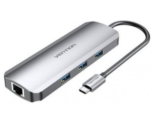 DOCKING STATION 9 PUERTOS USB-C HDMI/3xUSB-A/USB-C PD/RJ45/LECTOR.. GRIS VENTION