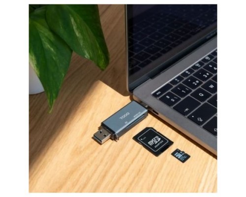 LECTOR TARJETAS USB-C 3.0  + USB-A GRIS TOOQ
