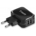 CARGADOR PARED/VIAJE USB 2xUSB (3.4A) NEGRO TOOQ