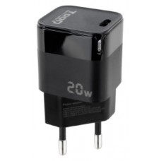 CARGADOR PARED USB-C/PD 20W LIGHT LED NEGRO TOOQ